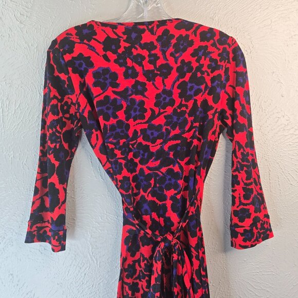 Diane von Furstenberg Julian Wrap Dress Sz 6 Floral Silk Formal Cocktail V Neck - Picture 7 of 13
